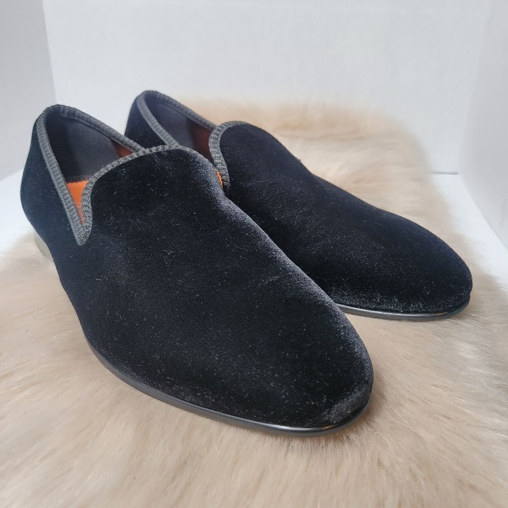 Tallia Tedaldo Men Slip On Smoking Loafers  Bordeaux Black  Velvet Size 10.5